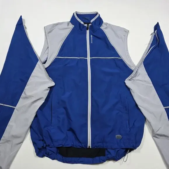 SUGOI Jacket Mens XL Convertible Sleeves Vest Cycling Blue White Reflective 3m - Picture 10 of 16
